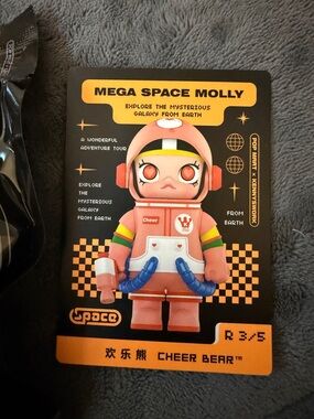 SECRET!! Mega Space Molly “Cheer Bear” — Pink Orange series 2.